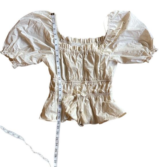 Moon River Tied Front Cotton Peplum Tops Cream Size XS - Picture 10 of 10